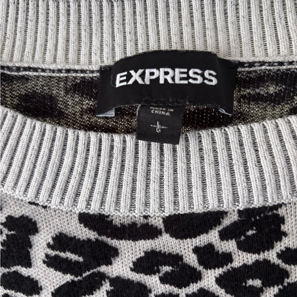 Express Leopard Print Sweater - Gray & Black, Siz… - image 2